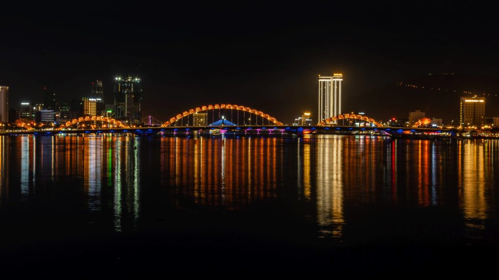 dragon bridge at night